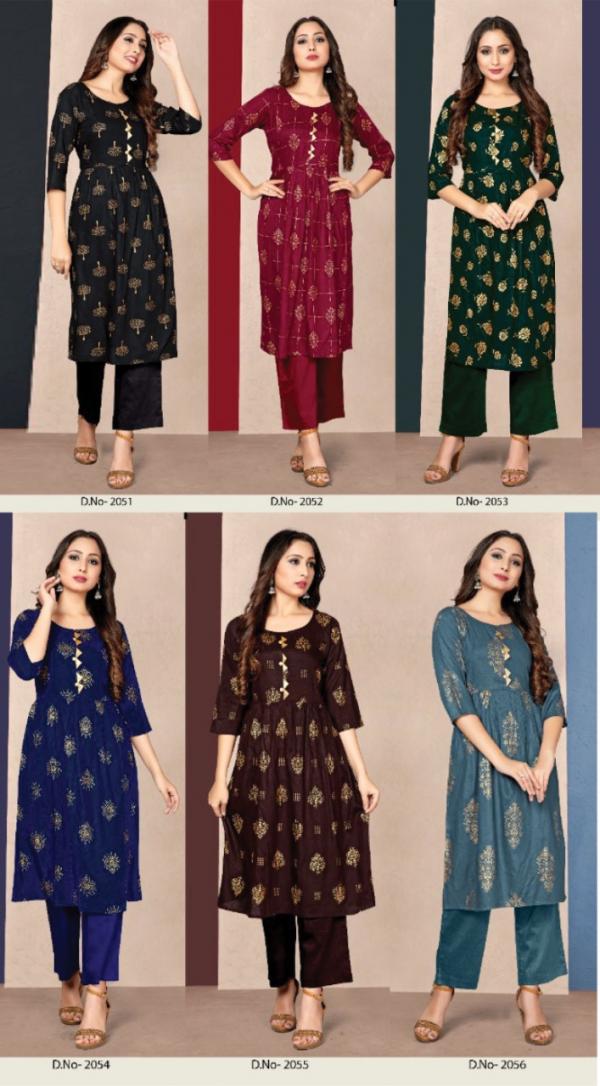 Tunic House Pinch Designer Foil Print Kurti 